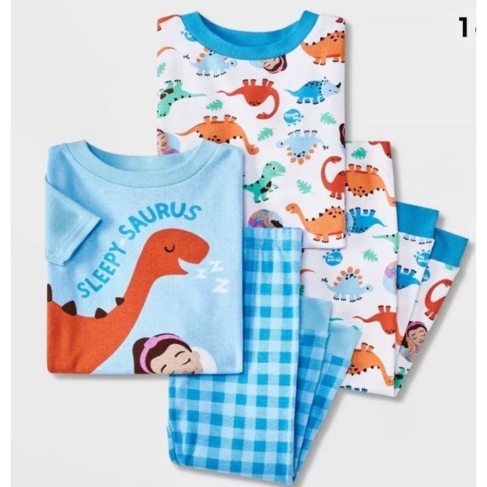 Toddler Girl Boys 4pc Short Sleeve Cotton Snug Fit Ms. Rachel Pajama Set Blue 2T